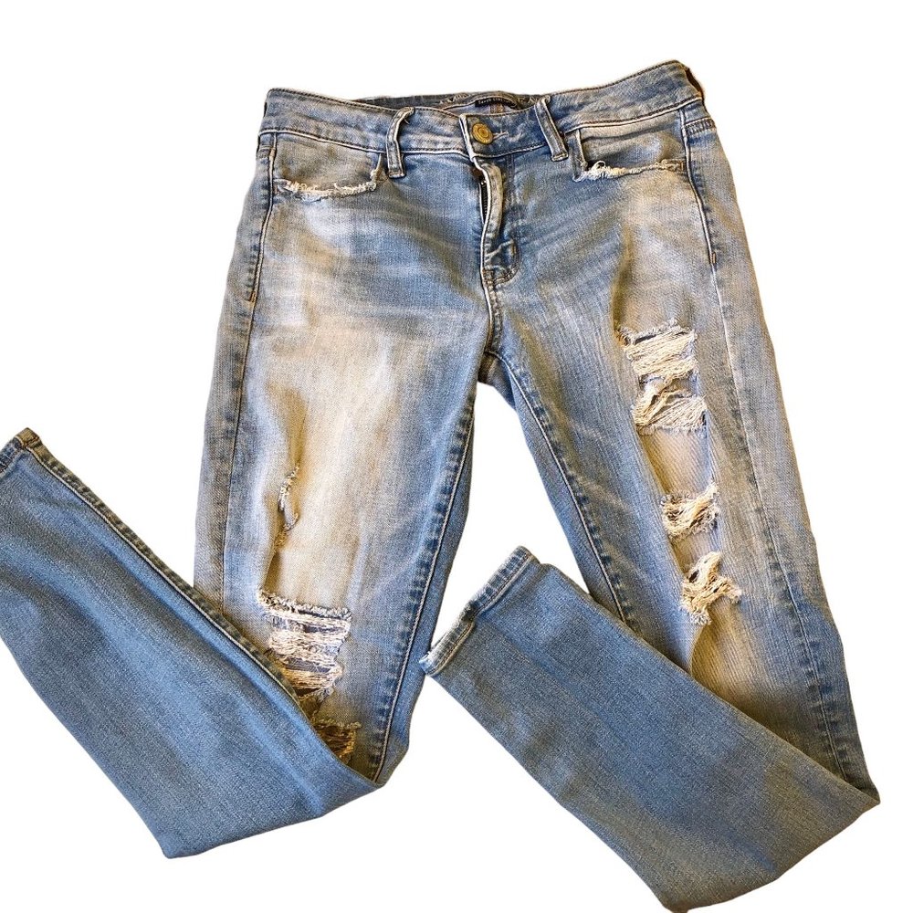 American Eagle Womens Super Stretch Jegging Destroyed Skinny Jeans size 8